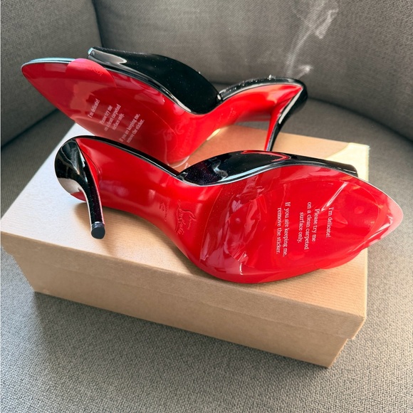 Miss Z Mule 100mm Patent Christian Louboutin Black Patent Leather Heels - Picture 6 of 9